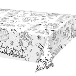 lot 6256 image: Gatherfun Disposable Fall Thanksgiving Color-in Paper Tablecloth Decoration��Turkey Thanksgiving Day Paper Table Cover for Autumn Children School Party Decor-54 x 88 in
