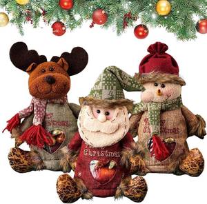lot 6260 image: 3pcs Christmas Gift Bags Zipper Design, Christmas Gift Bags Zipper Bottom Snowman Santa Reindeer,Reusable, Felt Material, For Packaging Of Apples, Candies, Small Toys And Gifts