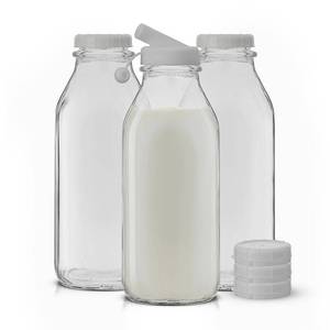 lot 7482 image: Brightware Glass Milk Bottles �� 32 oz �� Set of 3