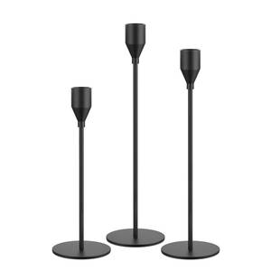 lot 8378 image: NLBTW Matte Black Taper Candle Holders, Set of 3 Metal Candlestick Holders for Candle Sticks Holder Decor, Ideal for Mantle Table Centerpiece, Weddings, Dining, Housewarming Gift & Anniversaries