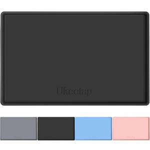 lot 8381 image: ukeetap Extra Thick Silicone Mat Waterproof with Raised Edge 34 x 22, Under Sink Mat for Kitchen & Bathroom, Kitchen Cabinet Liner, Multi-Purpose for Storage & Protection, Black