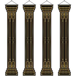 lot 8390 image: 4Pcs 1920s Themed Party Decoration Roaring 20s Banners Black and Gold Column Pull Down Wall Banners Awards Night Wall Photo Backdrop Photography Background for Birthday Party Decor Supplies