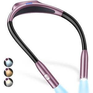 lot 8394 image: Gritin LED Neck Reading Light,Book Light for Reading in Bed-Eye Caring 3 Colors, Dimmable Brightness, Bendable Arms, 80Hrs Runtime, Neck Round Design, Lightweight for Crafting, Knitting-Night Violet