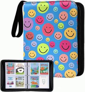 lot 8405 image: Thisness Yoto Card Binder Case 120 Cards Capacity Yoto Card Holder Boys Girls Card Organizer with Zipper Card Binder for Yoto Player and Yoto Mini Cards Storage, Blue Smile