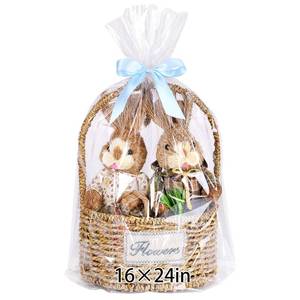 lot 8408 image: woric Cellophane Bags for Gift Baskets 12 Pcs 16x24 Inch Clear Cello Gift Bags Cellophane Wrap for Easter Candy Presents Baby Bridal Shower Wine Bottles Stuffed Animal