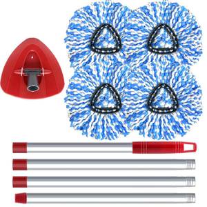 lot 8415 image: Spin Mop Head, Base, Handle Replacement for O-Ceda RinseClean 2 Tank System,4 Microfiber Mop Refills, 1 Base and 30-58in Handl Set Combo (Blue 2 Tank System)