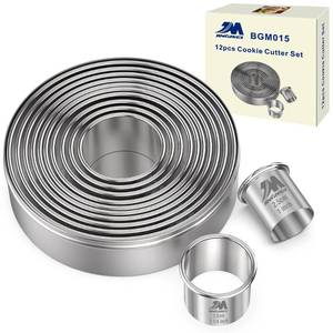 lot 8428 image: M JINGMEI Round Cookie Biscuit Cutter Set 12 Pieces Graduated Circle Pastry Cutters 188 Stainless Steel Cookie Cutters1inch - 4 12inch Donut Cutter Ring Molds GIFT Package