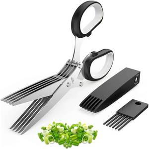 lot 10289 image: 2025 Upgraded Herb Scissors, Effortless Herb Shears Cutter Tool with Sharp Stainless Steel Blades for Fresh Herbs, Must-Have Kitchen & Cooking Gadget, Black