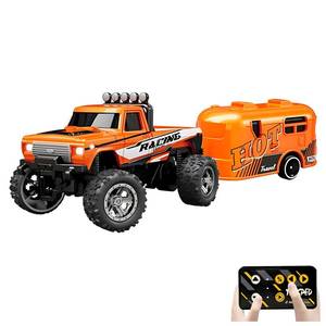 lot 10325 image: Flashstar Mini Rc Truck, 164 Scale Monster Truck Remote Control Car with Lights, 2.4Ghz Mini Alloy Remote Control, SpeedSteering Adjustable (Orange)