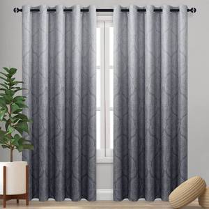 lot 11743 image: DWCN Grey Ombre Blackout Curtains for Bedroom - Damask Patterned Thermal Insulated Energy Saving Grommet Curtains for Living Room, Set of 2 Gradient Window Curtain Panels, 70 x 84 Inch Length, Grey