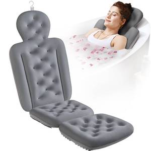 lot 11768 image: Full Body Bath Pillow for Bathtub, Thick Bathtub Cushion with Laundry Bag, Luxury Tub Pillow for Bath for Headrest Neck and Back Support Gray 51 x 16