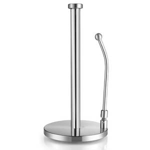 lot 11779 image: Sagler Stainless Steel Paper Towel Holder - Standing Paper Towel Dispenser with Adjustable Spring Arm & Weighted Base for Kitchen, Bathroom