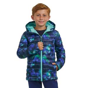 lot 11785 image: Lands End Boys Lightweight Packable Insulated Puffer Jacket, Blue Galaxy Space, Large