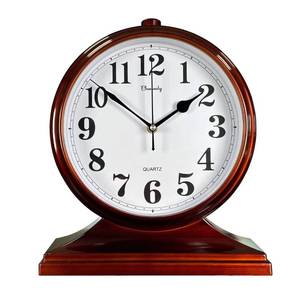 lot 11789 image: Beesealy Desk Clock for Table Decor,Retro Mantel Clock Battery Operated for Fireplace Mantel, Living Room,Bedroom,Office,Desktop Decoration (Brown)