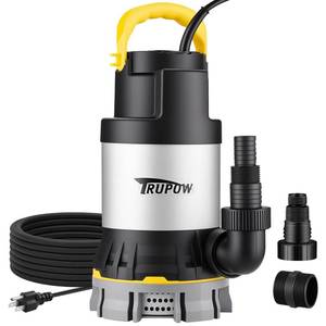 lot 11796 image: TRUPOW 1 HP Sump Pump 4000 GPH CleanDirty Stainless Steel Submersible Water Pump Portable Electric Utility Pump for Swimming Pool Garden Basement Tub Pond Draining