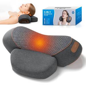 lot 11799 image: HuixinLine Neck Massager Pillow with Heat, 3-in-1 Shiatsu & Cervical Traction for Pain Relief, Ergonomic Shoulder Massager and Posture Corrector for Men & Women, Corded Electric��Dark Gray��