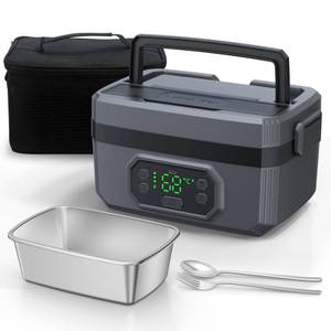 lot 11811 image: Portable Electric Lunch Box �� 1200ml Self-Heating Food Container with 6-Temp Control, Long-Lasting Battery & USB-C ��Wireless Food Warmer for Office, Camping, Travel �� Includes Insulated Bag & Utensils