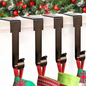 lot 12347 image: SPSHENG Christmas Stocking Holders for Mantle, 4 Pack Stocking Hangers for Mantel, Non-Skid Stocking Hangers, Lightweight Stocking Hooks for Fireplace Home Party Decor