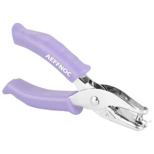 lot 12351 image: AEFFNOC Single Hole Punch, One Hole Puncher with Soft Grip Handle, 14 Inch Paper Hole Punches, Small Hole Punchers with Paper Mess Tray, 6 Sheets Capacity, for Crafts, Scrapbooks (Purple)