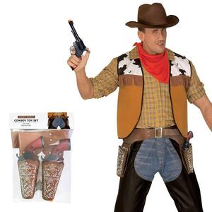 lot 12352 image: Cowboy Toys Gun and Western Holster Set for Adults, Toy Revolver and Adjustable Belt Halloween Costume Accessory for Men and Women (37-43 inches)