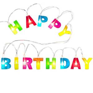 lot 12353 image: Novelty Place Happy Birthday LED String Lights, Multicolor Light Up Letter Birthday Party Hanging Decorations (1.2 Letter Size, 3 Long, Battery Not Included)