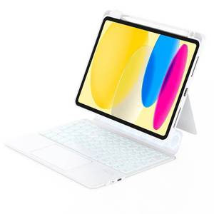 lot 12367 image: ZENLU iPad 10th 11th (A16, 2025) Generation Case with Keyboard Detachable, Rugged Protective Case with 7-Color Backlit Keyboard, Multi-Touch Trackpad, Pencil Holder, Vertical Kickstand (White)