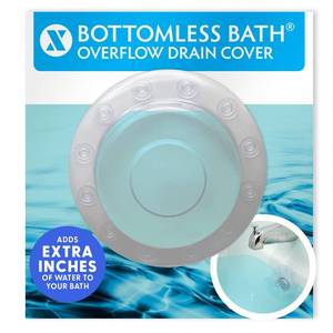 lot 12369 image: SlipX Solutions Bottomless Bath, Essential Overflow Drain Cover for Bathtub, Best Bath Accessories for Women, Adds Inches of Water to Your Tub for Deeper Soak, 4 Diameter, Clear