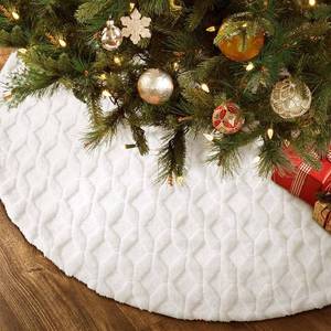 lot 12371 image: Hommtina Christmas Tree Skirt 48 Inches White Tree Skirt,Christmas Tree Decorations Faux Fur Tree Skirt for Xmas Holiday Home Party Decorations Ornaments (White Stripe)