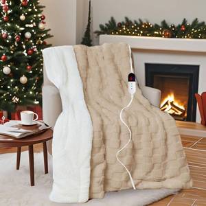 lot 13286 image: AEPINBH Electric Blanket Throw - Soft Checked Flannel with 6 Heating Levels, 4 Hours Auto-Off, Fast Heating, ETL & FCC Certified, 50x60, Overheating Protection, Cozy Heated Blanket Throw��Khaki��