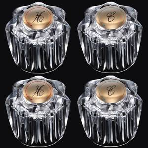 lot 14250 image: Enhon 2 Pairs Bathroom Faucet Knobs Replacement, Bathtub Faucet Handles Compatible with DeltaDelexPeerless, Hot and Cold Sink Faucet Knobs Replacement Parts in Clear Acrylic, Include Screws