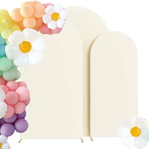 lot 14279 image: HAINARverS Set of 3 Wedding Arch Cover 6FT,6.6FT,7.2FT Spandex Fitted Stretchy Arch Stand Covers,2 Sided Round Top Chiara Backdrop Cover for Birthday Party Banquet Baby Shower Arch Decoration(Ivory)