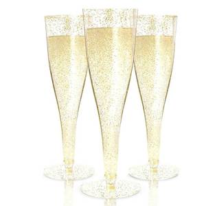 lot 14284 image: Prestee 24 Plastic Champagne Flutes - Gold Champagne Flutes Plastic - Gold Disposable Mimosa Flute - Party Supplies - Disposable Cocktail Glasses - Mimosa Bar, Wedding, Shower Party