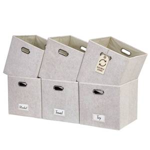 lot 15256 image: DECOMOMO Felt Storage Bins, 13 inch Cube Storage Bins with Labels for Organization (Cube 13  6pcs, Beige)