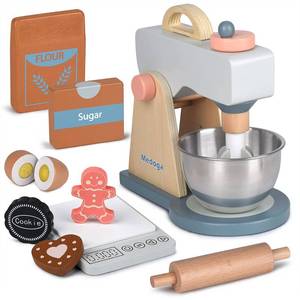 lot 15264 image: Play Kitchen Accessories Wooden Mixer Set Pretend Play Food Sets for Kids Role Play Toys for Girls and Boys (Mixer Set)
