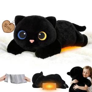 lot 15265 image: Mewaii Weighted Stuffed Animals with Microwavable Heating Pad - 5 lbs Adjustable, Heatable & Coolable Stuffed Animal for Realistic Hug, Removable Inner Pad, Plush Gifts for Kids (Black, 23 Inch)