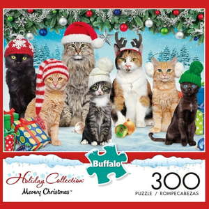 lot 15273 image: Buffalo Games - Adorable Animals - Meowy Christmas - 300 Piece Jigsaw Puzzle