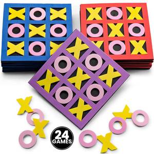 lot 16381 image: Tic Tac Toe Game (Pack of 24) 5x5 Foam Tic-Tac-Toe Mini Board Game - Bulk Toys for Kids, Birthday Party Favors, Birthday Goody Bag Stuffers, Classroom Prizes & Occupational Therapy