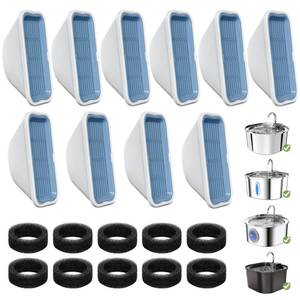 lot 16383 image: 20 Pack Cat Water Fountain Filters for 3.2L108oz & 84oz2.5L Pet Water Fountain,Replacement Filters 10 Pack with 10 Pack Filter Sponges
