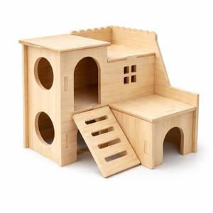 lot 16388 image: Tiny Hamster Maze Wood House Fun Slide House Double-Decker Hut for Dwarf Gerbil Mouse Mice Rat Small Animals(Only for Small Hamster)