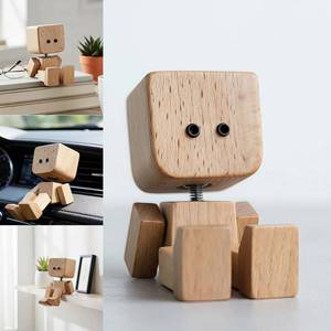 lot 16390 image: Shaking Wooden Man Figure, Handmade Shaking Feet Wooden Doll for Cars, Funny Wood Desktop Decor, Car Dashboard Decorations for Travel, Creative Gifts��Without Magnetic Expressions ��