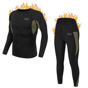 lot 16422 image: Men��s Thermal Underwear Set, Cold Weather Fleece Lined Sport Long Johns Base Layer Quick Drying Thermo for Hunting Skiing-L