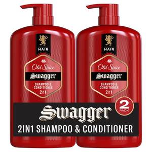 lot 16430 image: Old Spice Mens 2-in-1 Shampoo and Conditioner, Swagger, Cedarwood Lime Scent, Healthier, Fuller, More Moisturized Looking Hair, Barbershop Quality, 29.2 Fl Oz Each, Twin Pack