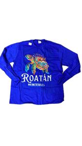 lot 16443 image: Roatan Honduras Sea Turtle Long Sleeve T-Shirt Blue XL