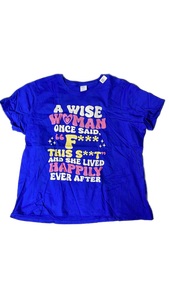 lot 16446 image: Wise Woman Quote T-Shirt Blue 3XL