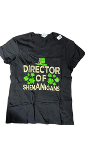 lot 16467 image: St. Patricks Day Director of Shenanigans T-Shirt Black L