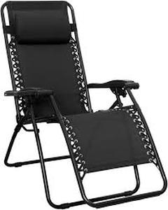lot 1392 image: Black Zero Gravity Lounge Chair with Removable Cushion