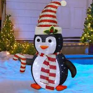 lot 3783 image: LED Light-Up Holiday Penguin Decorations