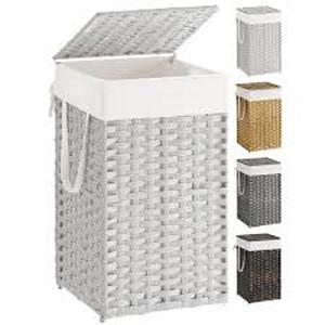 lot 3788 image: Songmics White Woven Laundry Hamper LCB165W01S