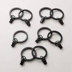 lot 4479 image: Black Metal Curtain Rings with Clips