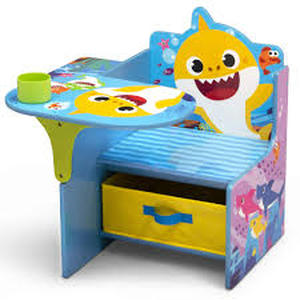 lot 5649 image: Baby Shark Kids Chair Desk with Storage